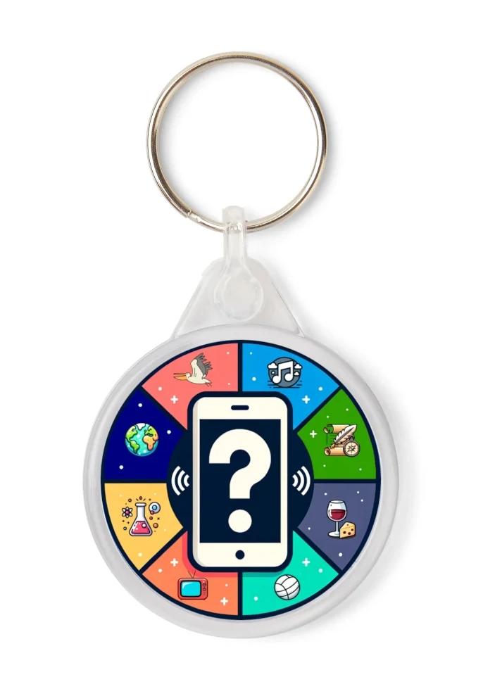Random Quiz Question Generator Keyring - Front Portrait